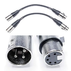 CESS-007 XLR3M to XLR5F DMX512 Adaptor Cable - 3-Pin Male XLR to 5-Pin Female XLR DMX Turnaround - 2 Pack
