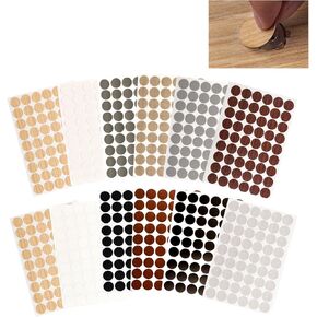 Screw Hole Covers Stickers, 12 Sheets Self Adhesive PVC Screw Cover Caps 11 Colors Waterproof Wood Textured Cover for Cabinet Countersunk Screws(54 Pcs/Sheet)