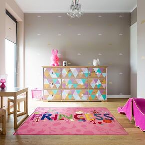 Disney Gertmenian Princess Rug Animal Playmat Kids Toys Throw Area Carpet Play Mat, Large 54x78, Pink Multicolored