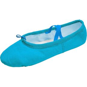 L-RUN Kids Girls Classic Canvas Practise Ballet Dancing Yoga Shoes Blue