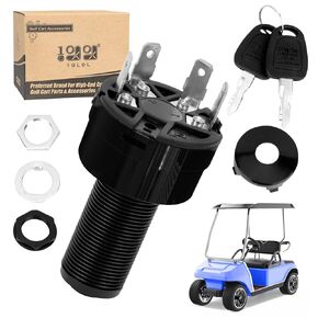 10L0L Upgraded Ignition Key Switch for Club Car DS, Limo, Turf Carryall 1 & 2, XRT 1996-up 12V Gas Golf Cart, OEM# 101826301, 1012505