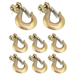 QWORK Clevis Slip Hook, 4 Pack Forged G70 Steel Safety Chain Hook with Latch, 1/4" Solid Clevis Grab Hooks for Deck Tow Winch Trailer, 12,600 Lb Load Capacity, 1/2" Opening Tow Chain Hook