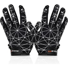Youth Football Gloves, Sticky Silicone American Football Receiver Gloves, Zebra Printing Super Grip Rugby Sports Flag Football Gloves for Youth & Kids
