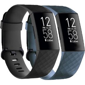 Replacement Bands Compatible with Fitbit Charge 4 / Fitbit Charge 3 Bands for Women Men, Silicone Fitness Sport Wristbands for Women Men Small Large (2 Pack)