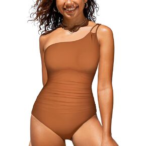 بدلة سباحة قطعة واحدة بكتف واحد من Coastal Rose للنساء، ملابس سباحة مكشكشة للتحكم في البطن، بدلة استحمام رافعة للأعلى in Kuwait