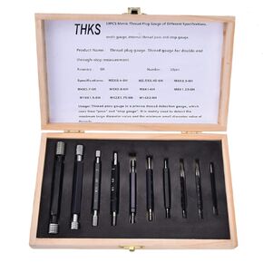 Thread Plug Gage, Hand Measurement Tool, 10Pcs Thread Plug Gage High Accuracy Double End Through Stop Measurement Hand Tool, Thread Gauges (Imperial thread)