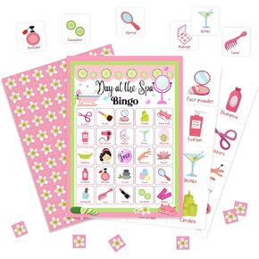 Spa Bingo Game Cards, Day At the Spa Beauty Bingo Games for Adults, Makeup Party Bingo Cards Supplies, Slumber Party Sleepover Party Decor Favors, Card Gifts for Women Friend Family Birthday, 07