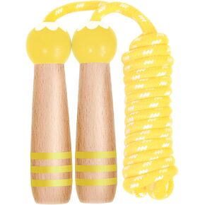 Jump Rope Kids Boys and Girls Children’s Adjustable Cotton Skipping Rope with Wooden Handle for Fitness Training Exercise Outdoor Activity