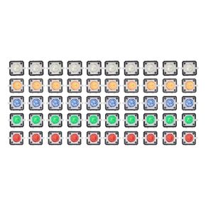 50 Pcs Mini Momentary Push Button Switch, Resettable LED Light Button Switch, Tactile Switch Button with 5 Colors Round , DC 12V