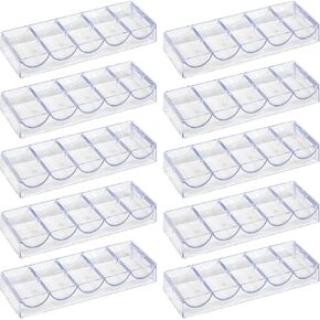 Clear Acrylic Poker Chip Rack with Lid/without Lid, Casino Poker Chip Tray Rack Chip Storage Display Case for Texas Hold'em, Blackjack, 100 Chips Each