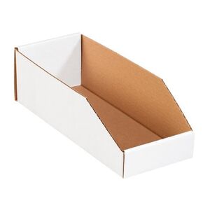 SNBINMT615 Open Top Bin Boxes, 4.5" Height x 15" Length x 6" Width, White (Pack of 50)
