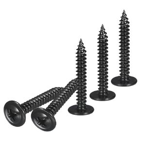 #8x1 Sheet Metal Screws - 250 Pack - for Wood, Furniture - Stainless Steel 410 Phillips Truss Head Self Tapping Pointed Tail Wood Screws - Black