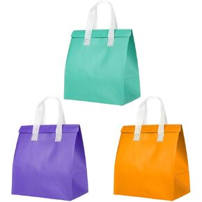 PATIKIL Insulated Take Away Bags, 15 Pcs Insulation Cooler Bag Grocery Thermal Bags 9.4x5.9x10.2 Inch for Hot Cold Frozen Food Delivery, Multi-Color