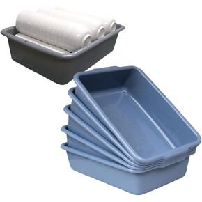 صندوق أحواض الحافلات التجارية سعة 10 لتر، 5 عبوات من أحواض الأطباق البلاستيكية شديدة التحمل، حوض غسيل حوض غسيل الأطباق لتنظيم المطبخ/التخزين (رمادي) in Kuwait