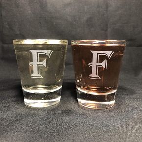 Monogram letters shot glass 1.5 oz set of 2 (B)