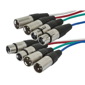 Monoprice 4-Channel XLR Male to XLR Female Snake Cable - 6 Meter (20 Feet) 2 Upstream and 2 Downstream - 26AWG, Balanced Mono and Unbalanced Stereo Lines