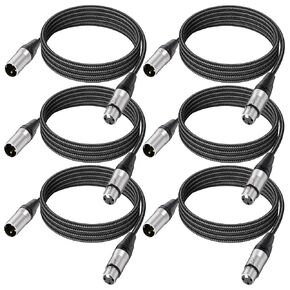 XLR Microphone Cables 6.6FT 6 Pack, Balanced XLR Male to Female Microphone Cable, 3 Pin Male to 3 Pin Female Cable for Studio Recording and Live