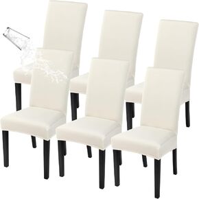 SearchI Waterproof Dining Room Chair Covers Set of 4, Stretch Parsons Chair Slipcovers Removable Washable Kitchen Chair Protector Cover for Dining Room, Hotel, Banquet（Beige,4PCS）