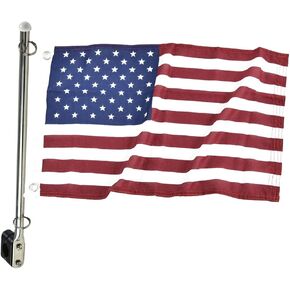 MARINE CITY 316 Grade Stainless Steel Flag Pole with 12 X 18 Inches US Flag Cooperate with 7/8 to 1 Inches Tube for Marines – Boats – Yachts – Kayaks (Pack of 1)