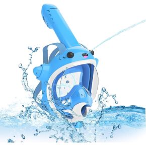 Full Face Snorkel Mask for Kids, Snorkeling Gear with Water Blaster, Dry Top, Anti-Leak& Anti-Fog,180°HD Seaview, Swimming Pool Toys for 4-12 Kids…