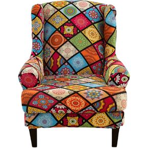 Eco-Ancheng Chair Cover Wingback Chair Slipcover Stretch Wing Chair Slipcover 2-Piece Wing Chair Covers Non-Slip Wingback Chair Covers with Elastic Bottom Furniture Protector Covers for Wingback Chair