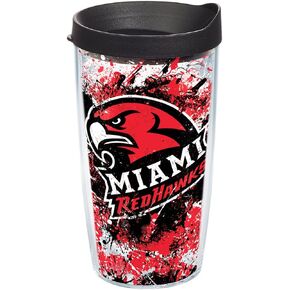 كوب Tervis مصنوع في الولايات المتحدة الأمريكية بجدار مزدوج من جامعة ميامي RedHawks معزول يحافظ على المشروبات باردة وساخنة، 16oz، رش