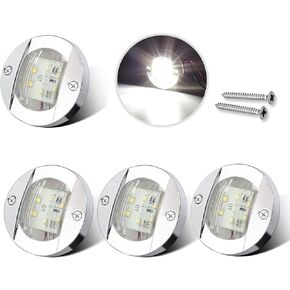 4Pack Blue DC12V 6 LED 3 Inch IP68 Waterproof Side Marker Light Navigation Lights Round Marine Boat Interior Lights Marine Boat Yacht Transom Anchor Stern Lights