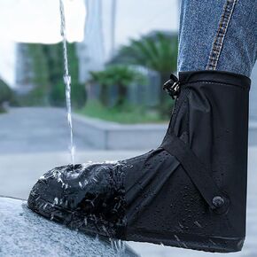 Rain Shoes Covers Waterproof Rain Boot Shoes Covers with Zipper Non-Slip PVC Rubber Sole Snow Shoes Cover Durable Outdoor Overshoes Gear for Women Men Cycling Planting Fishing Gardening Travel