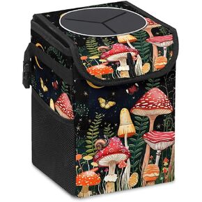 Goth Skull Car Trash Can with Lid,Collapsible Reusable Waterproof Car Garage Bag with Storage Pockets,Car Accessories Interior Car Organizer