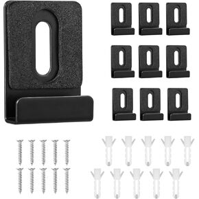 10pcs Metal Mirror Holder Kit, Mirror Hanger Hooks with Screws Rubber Pads Heavy Duty Mirror Clips Brackets Retainer Hardware for Mounting Wall Tile Billboard Display Frameless (Black)