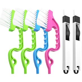 Crevice Gap Cleaning Brush Tool, 6pcs Hand-held Groove Gap Cleaning Tools, 2 in 1 Dustpan Cleaning Brushes, Shutter Door Window Track Kitchen Cleaning Brushes Kit