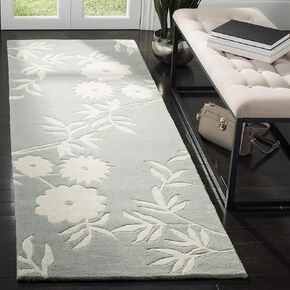 SAFAVIEH Soho Collection 2'6" x 8' Grey/Ivory SOH774C Handmade Premium Wool & Viscose Runner Rug