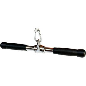 Lat Bar Cable Machine Attachment Curl Pulldown Bar Barbell Revolving Bar, Multi-Exerciser Cable Attachment Bar, Solid Steel Tricep Press Down Bar with Rubber Handgrips & Revolving Hanger