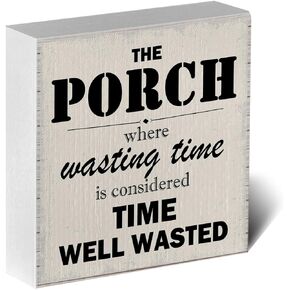 ENGVZ Front Porch Decor Patio Decor Outdoor Porch Decor Wooden Box Sign Porch Sign Porch Accessories Back Porch Decor Humor Farmhouse Rustic Porch Garage Decor for Desk Table Shelf Decoration