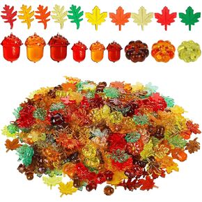 400 Pieces Fall Vase Filler Mini Pumpkins Acrylic Leaves Maple Acorns Sensory Bin Filler Sensory Table Materials Vase Fillers for DIY Crafts Home Decoration Thanksgiving and Autumn Decor