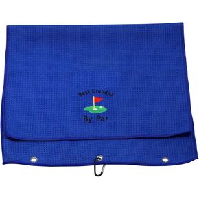 LEVLO Dad Golf Towel Embroidered Golf Towel Gift Golf Father Gift Best Pops/Grampy/Papaw/Opa by Par Golf Towel with Clip (Best Grampy)