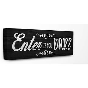 The Stupell Home Décor Collection Enter If You Dare Spooky Typography Wall Plaque Art, 7 x 17