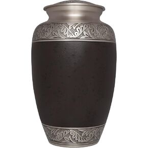 Brown Funeral Urn by Liliane Memorials - Cremation Urn for Human Ashes - Hand Made in Brass - Suitable for Cemetery Burial or Niche - Large Size fits remains of Adults up to 200 lbs - Ojaha Model