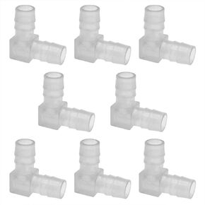 90 Degree Elbow Hose Barb Plastic 1/2Plastic Barb Connector 90 Degree Elbow L Fitting Suitable for aquarium fish tank food medical treatment, etc. (transparent 27mm) -8pcs