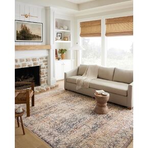 Loloi Sorrento Collection 6'-7" x 9'-10" Area Rug in Bark/Natural - Vintage Inspired Patterned Area Rug, Unique Area Rug for Living Room, Bedroom, Dining Area