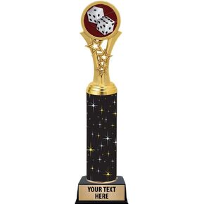 Crown Awards Dice Trophies, 11" Black Midnight Dice Trophy, Customize Now Prime