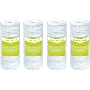 25 Micron Whole House Water Filter Cartridge, String Wound Sediment Filters for Well Water, Replacement for 84637, WPX5BB97P, WP10BB97P, WP25BB97P - 10" x 4.5" Cartridges - Pack of 4