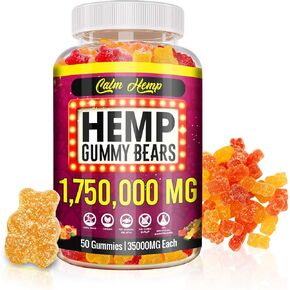 Organic Hemp Gummies 1 Pack High Potency - Natures Leaf Vegan Hemp Oil Infused Nature's Leaf Gummy Bear Fruit Edibles Omega 3-6-9 Vitamin B2 Herbal Harmony Made in USA