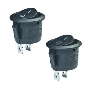 2 قطعة SPST المفاجئة في ON-Off 2 دبوس جولة المفاجئة الروك قارب التبديل الأسود 6A/250VAC 10A/125VAC للسيارات السيارات قارب الأجهزة المنزلية