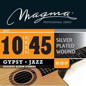 Magma Light Acoustic Guitar Strings - 1 Set of 10-48 Gauge Silver Plated Gypsy Jazz 1 Round Wound Acoustic Guitar String Set (.010" - .048") - GA120SP