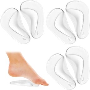 3 Pairs Arch Support Inserts Self-Adhesive Soft Gel Insole Arch Pads Transparent Silicone Reusable Sandals Shoe Insoles for Plantar Fasciitis Relief Flat Feet Flip Flops High Heel Arch Pain