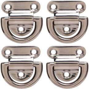 4PCS Marine Grade Stainless Steel Folding Pad Eye Folding Pad Eye D Ring Tie Down Marine Part Depot Trailer D Rings Boat Tie Down Ring Pad Eye D Ring Stainless Steel Boat Pad Eye