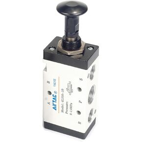 4L310-10 Push-Pull Valve 5/2 Way 3/8" NPT Pneumatic Air AirTAC 2 Position 5 Way Manual Control Direct Acting Type Hand Lever 0-145 PSI