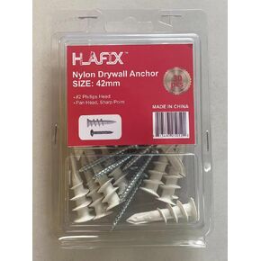 Fastener Self-Drilling Nylon Drywall Anchors with Screws Blister Kit, 15pcs Nylon Drywall Anchors +15pcs #8x1-1/4" Pan Head Screws