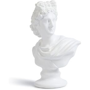 David Head Sculpture, Classical Art Sculpture 6 Inch Resin Head Statue, Greek Statue of David, Classic Roman Bust Greek Mythology Sculpture, Ideal for Home Decor and Gifting White